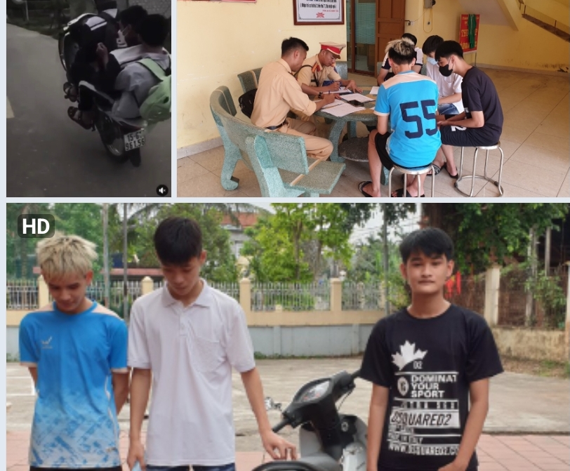 Công an huyện Thủy Nguyên: Xử lý phản ánh về 3 thanh niên ngồi trên xe mô tô, điều khiển xe đi bằng một bánh